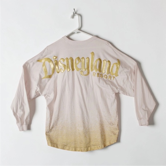 Disney Spirit Jersey Shirt Mens Medium Light Pink Long Sleeve Gold Speckle EUC